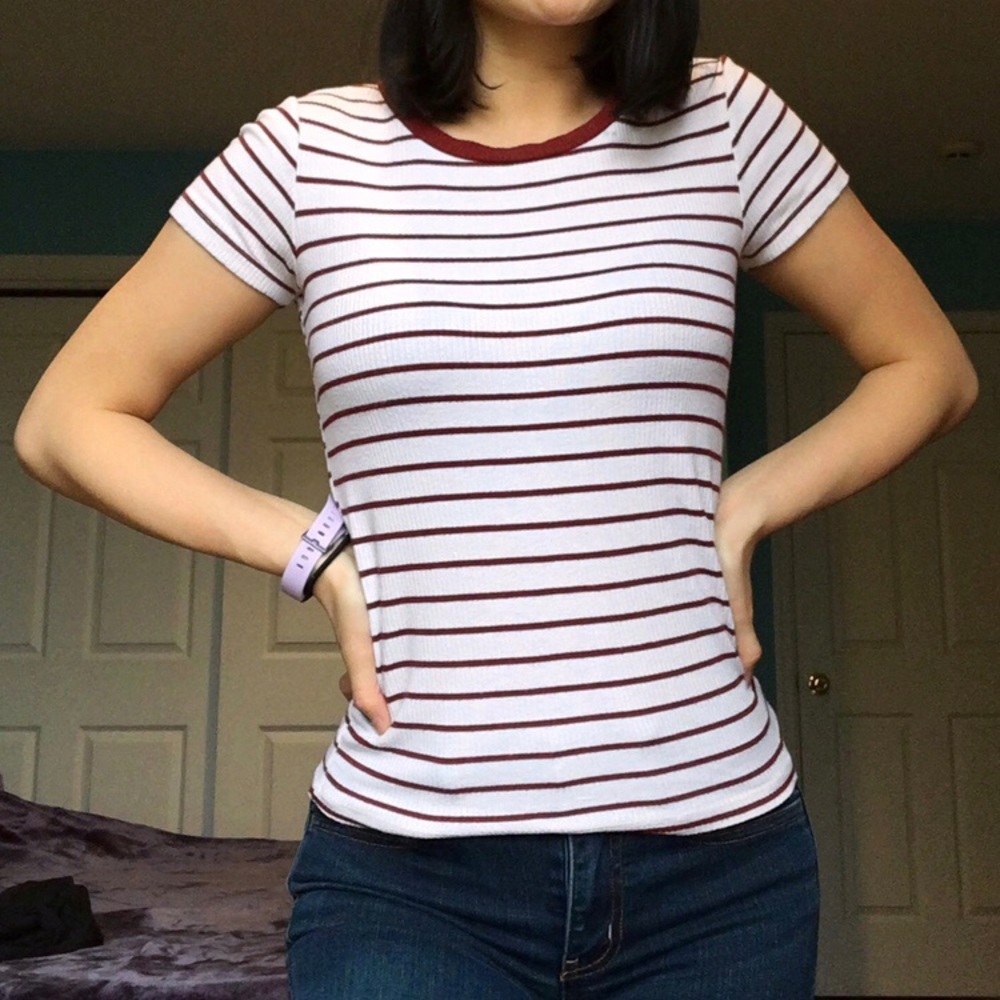 Forever21 Red and White Striped Tee